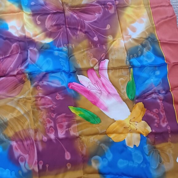 Vintage Pierre Cardin Square Floral  Silk Scarf NWT - Picture 3 of 4